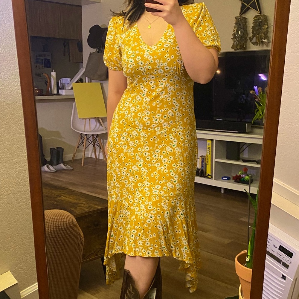 Yellow influence floral dress
